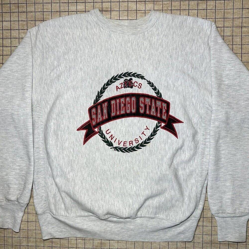 Vtg San Diego State Sweatshirt Pro Weave AKA Reverse Weave Distress Men’s Medium
